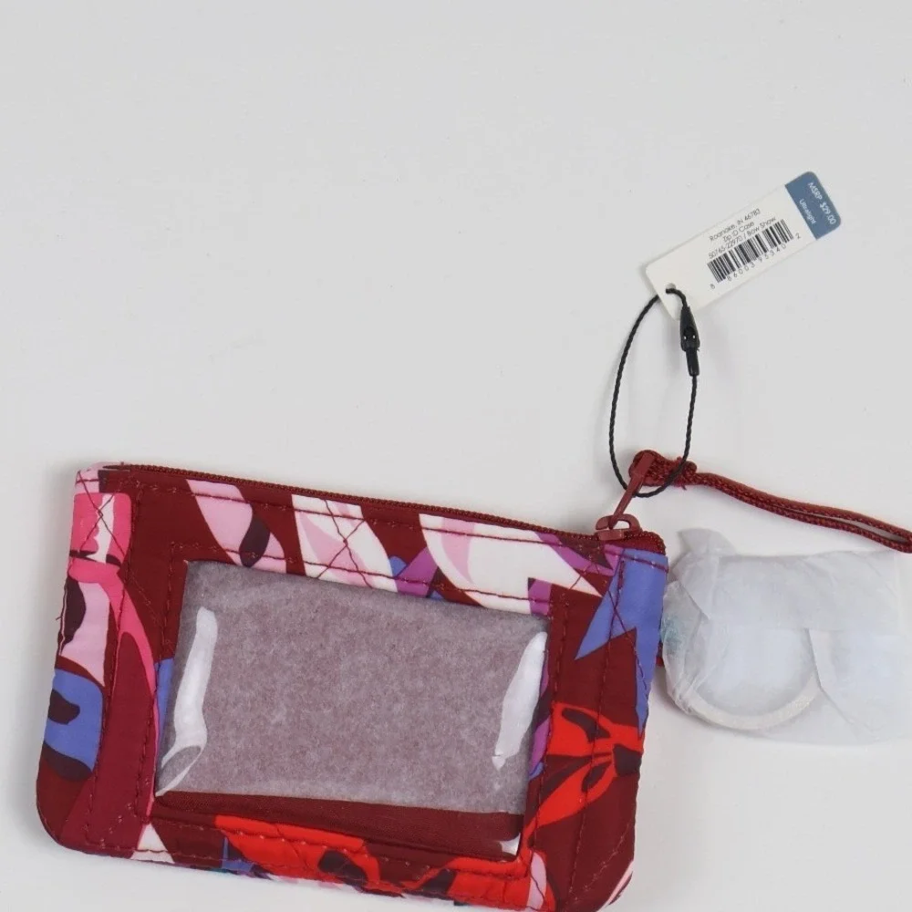 Vera Bradley Zip ID Case Bow Show Red Multi Floral Quilted NWT
